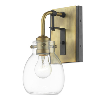Z-Lite Kraken 1-Light Wall Sconce - 120V - Matte Black / Olde Brass