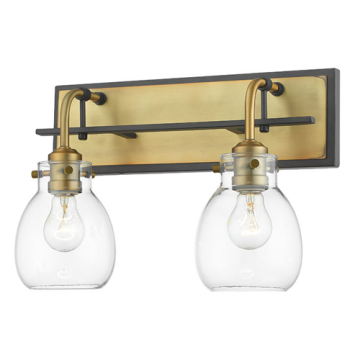 Z-Lite Kraken 2-Light Wall Sconce - 120V - Matte Black / Olde Brass