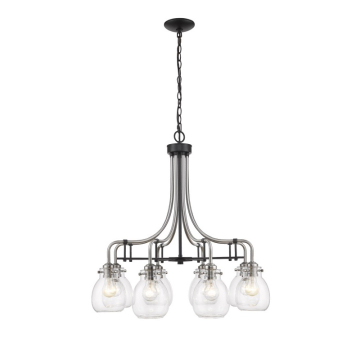 Z-Lite Kraken 28" 8-Light Chandelier - 120V - Matte Black / Brushed Nickel / Clear