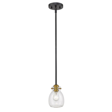 Z-Lite Kraken 1-Light Pendant - 120V - Matte Black / Olde Brass