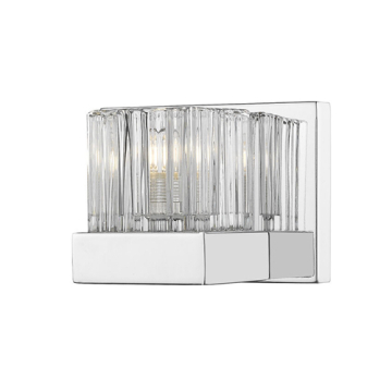 Z-Lite Fallon 1-Light Wall Sconce - 120V - Chrome / Clear Ribbed