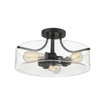 Z-Lite Delaney 3-Light Semi-Flush Mount - 120V - Matte Black