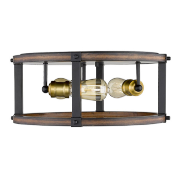 Z-Lite Kirkland 3-Light Flush Mount - 120V - Rustic Mahogany
