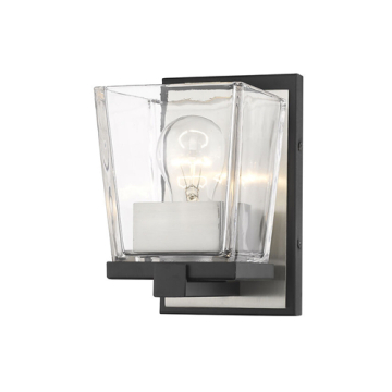 Z-Lite Bleeker Street 1-Light Wall Sconce - 120V - Matte Black / Brushed Nickel