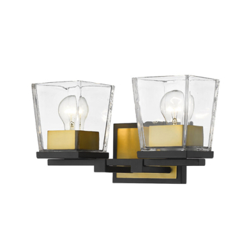 Z-Lite Bleeker Street 2-Light Vanity - 120V - Matte Black / Olde Brass