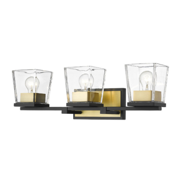 Z-Lite Bleeker Street 3-Light Vanity - 120V - Matte Black / Olde Brass