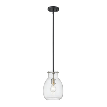 Z-Lite Bella 8" 1-Light Pendant w/ Down Rod - 120V - Matte Black / Brushed Nickel