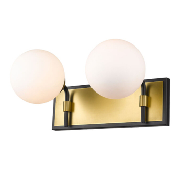 Z-Lite Parsons 2-Light Vanity - 120V - Matte Black / Olde Brass