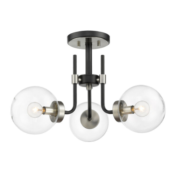Z-Lite Parsons 3-Light Semi-Flush Mount - 120V - Matte Black / Brushed Nickel