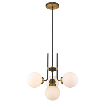 Z-Lite Parsons 4-Light Chandelier - 120V - Matte Black / Olde Brass