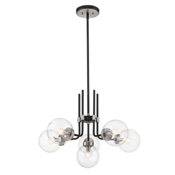 Z-Lite Parsons 6-Light Chandelier - 120V - Matte Black / Brushed Nickel