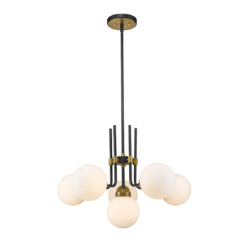 Z-Lite Parsons 6-Light Chandelier - 120V - Matte Black / Olde Brass