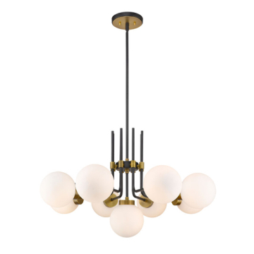 Z-Lite Parsons 9-Light Chandelier - 120V - Matte Black / Olde Brass