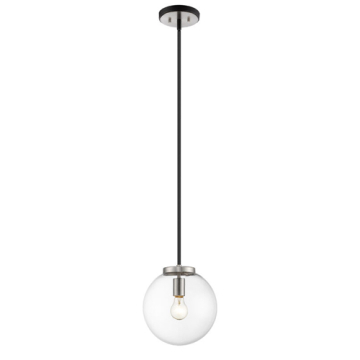 Z-Lite Parsons 10" 1-Light Pendant - 120V - Matte Black / Brushed Nickel