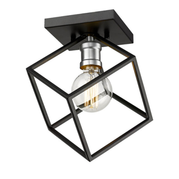 Z-Lite Vertical 1-Light Flush Mount - 120V - Matte Black / Brushed Nickel