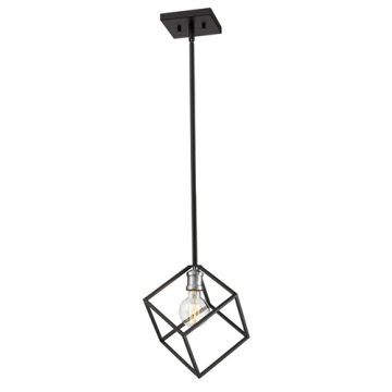 Z-Lite Vertical 1-Light Pendant - 120V - Matte Black / Brushed Nickel