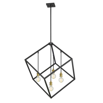 Z-Lite Vertical 34" 4-Light Chandelier - 120V - Bronze / Olde Brass