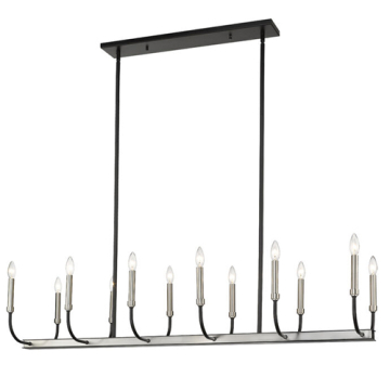 Z-Lite Haylie 12-Light Linear Chandelier - 120V - Matte Black / Brushed Nickel