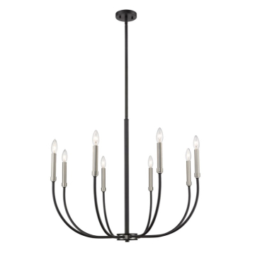 Z-Lite Haylie 32.5" 8-Light Chandelier - 120V - Matte Black / Brushed Nickel