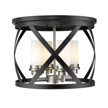 Z-Lite Malcalester 4-Light Flush Mount - 120V - Matte Black / Brushed Nickel