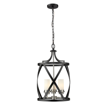 Z-Lite Malcalester 3-Light Pendant - 120V - Matte Black / Brushed Nickel