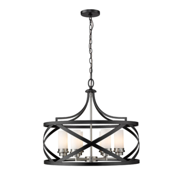 Z-Lite Malcalester 6-Light Chandelier - 120V - Matte Black / Brushed Nickel