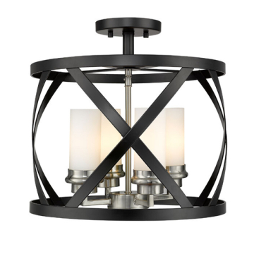 Z-Lite Malcalester 4-Light Semi-Flush Mount - 120V - Matte Black / Brushed Nickel