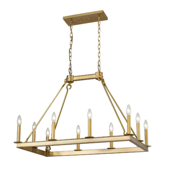 Z-Lite Barclay 10-Light Linear Chandelier - 120V - Olde Brass