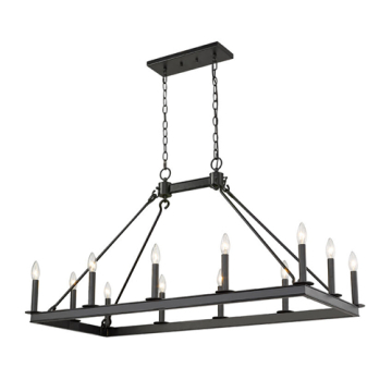 Z-Lite Barclay 12-Light Linear Chandelier - 120V - Matte Black