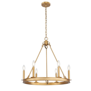 Z-Lite Barclay 25" 6-Light Chandelier - 120V - Rubbed Brass