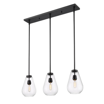 Z-Lite Ayra 3-Light Linear Chandelier - 120V - Matte Black