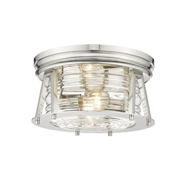 Z-Lite Cape Harbor 2-Light Flush Mount - 120V - Polished Nickel