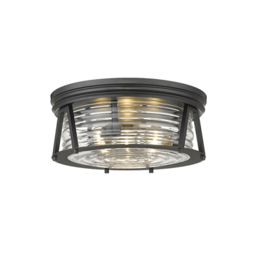 Z-Lite Cape Harbor 3-Light Flush Mount - 120V - Matte Black