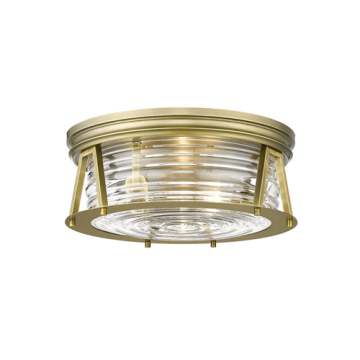 Z-Lite Cape Harbor 3-Light Flush Mount - 120V - Rubbed Brass