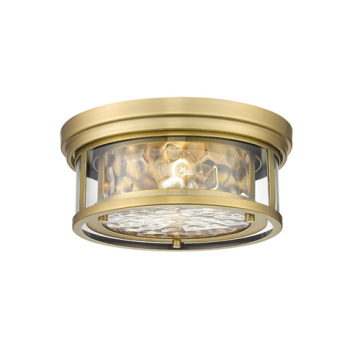 Z-Lite Clarion 2-Light Flush Mount - 120V - Rubbed Brass
