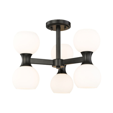 Z-Lite Artemis 6-Light Semi-Flush Mount - 120V - Matte Black
