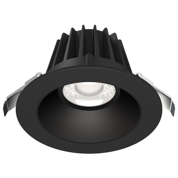Lotus 4" Round Economy Regressed LED Downlight - 15W - Black Trim / Black Smooth Reflector - CCT Selectable - 120V