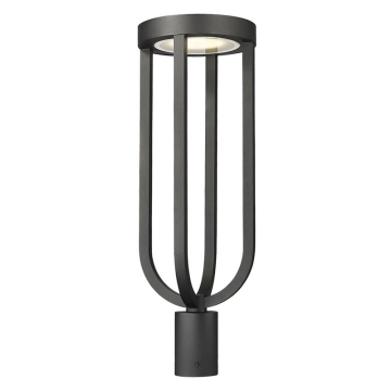 Z-Lite Leland 9" 1-Light LED Outdoor Post Mount Fixture - 16W - CCT Selectable - 700 Lumens - 120V - Sand Black