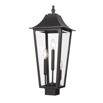 Z-Lite Gannon 3-Light Large Outdoor Square Post Mount Fixture - 120V - Black