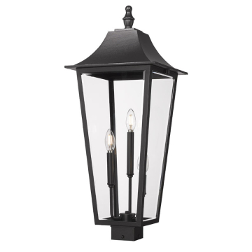 Z-Lite Gannon 3-Light XL Outdoor Square Post Mount Fixture - 120V - Black