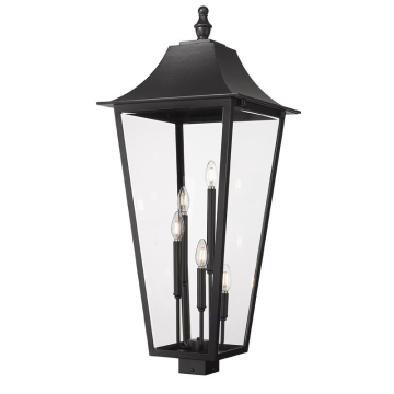 Z-Lite Gannon 5-Light XXL Outdoor Square Post Mount Fixture - 120V - Black