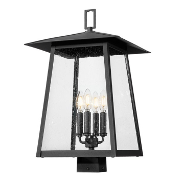 Z-Lite Rainer 4-Light Outdoor Square Post Mount Fixture - 120V - Black