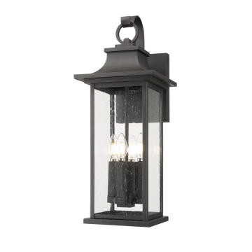 Z-Lite Tiberius 4-Light Outdoor Wall Light - 120V - Black / Clear Seedy