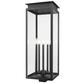 Z-Lite Nova 5-Light Outdoor Square Post Mount Fixture - 120V - Black / Clear