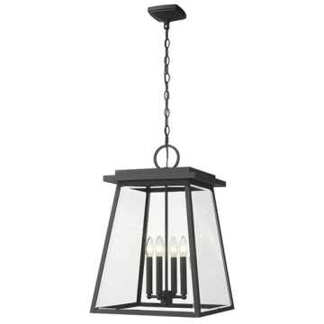 Z-Lite Broughton 4-Light Extra Large Outdoor Pendant - 120V - Black