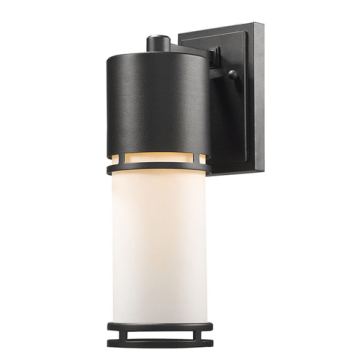 Z-Lite Luminata 1-Light Medium LED Outdoor Wall Sconce - 2700K - 120V - Black / Matte Opal
