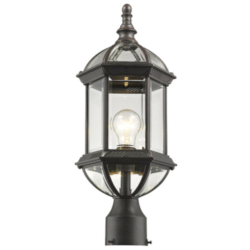 Z-Lite Annex 1-Light Outdoor Post Mount Fixture - 120V - Rust / Clear Beveled
