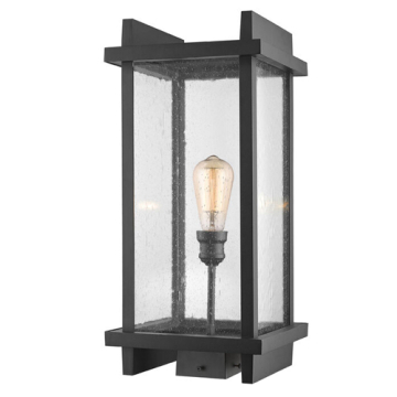 Z-Lite Fallow 1-Light Outdoor Square Post Mount Fixture - 120V - Black / Clear Seedy