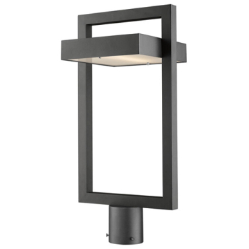 Z-Lite Luttrel 1-Light LED Outdoor Round Post Mount Fixture - 120V - Black / Frosted