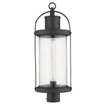 Z-Lite Roundhouse 1-Light Large Outdoor Post Mount Fixture - 120V - Black / Clear Seedy